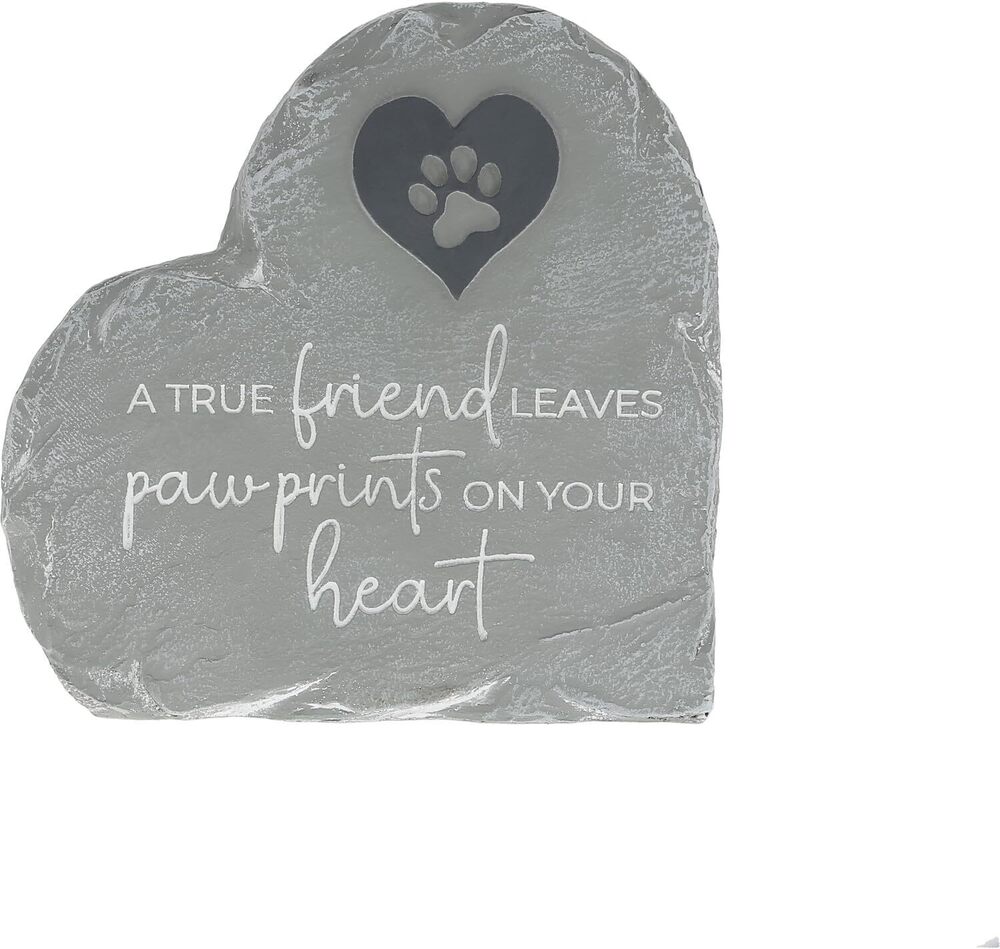 6307 Paw Prints - 6" Heart Cat Dog Garden Memorial Stone Pet Bereavement in